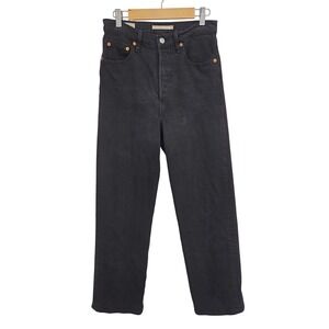 Levi's Premium Black‎ Ribcage Straight Ankle Jeans Size 27 High Rise Button Fly
